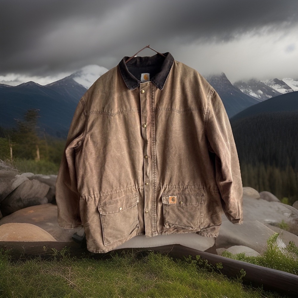 Vintage Carhartt‎ Brown Quilt Lined Chore Coat Jacket XL Tall USA